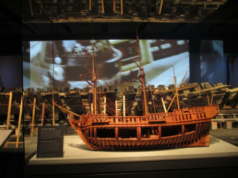 A model of the lost French ship La Belle