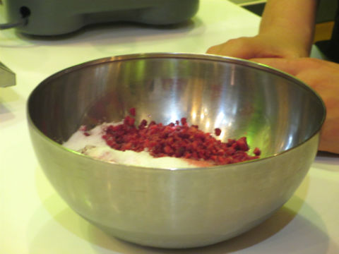 Making the raspberry jam filling